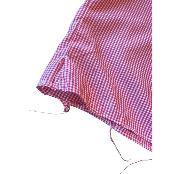 Vintage 80 Red & White Gingham Button-Up Shirt Ladybug Embroidery 1X Cotton - Picture 5 of 7